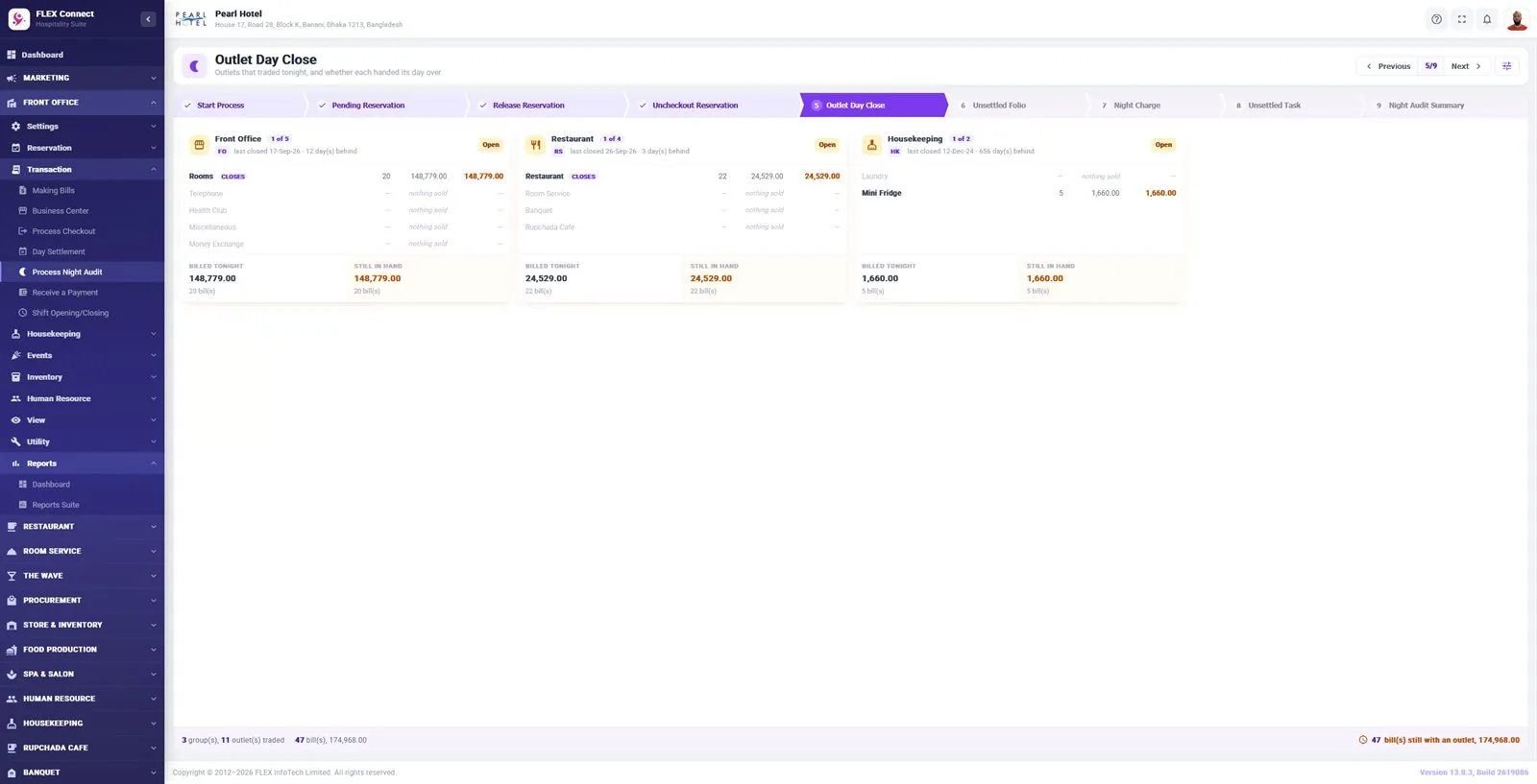 FLEX Connect Night audit