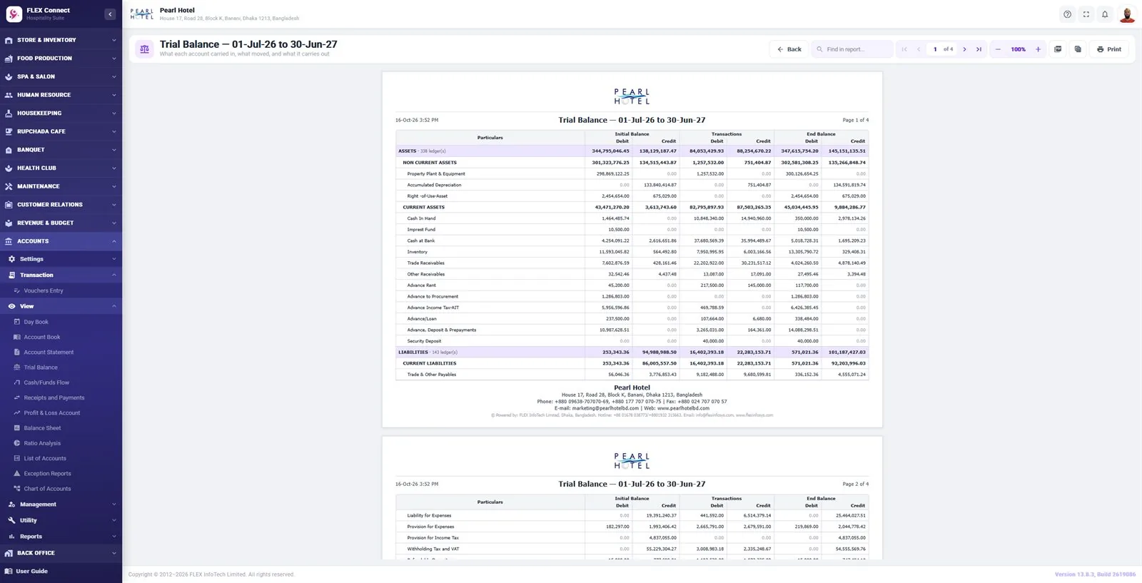 Accounting add-on for FLEX Inventory: trial balance report